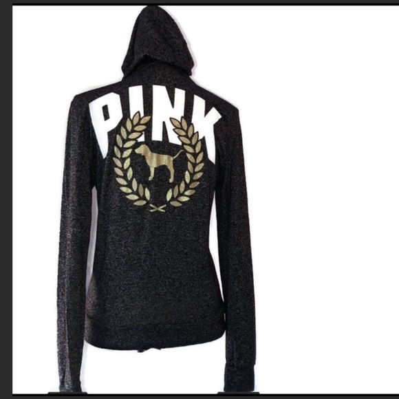 ISO!VS PINK Hoodie Zip Marble with Bling Back Logo - Picture 3 of 5